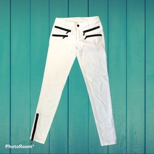 Michael Kors White Zipper Detail Skinny Jeans